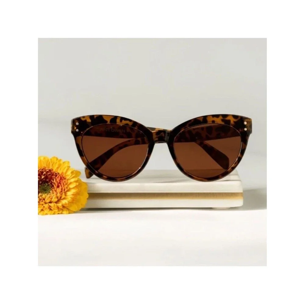 NEW Saint Owen X Curateur WYLDE Tortoise Shell Sunglasses with Faux Leather Case